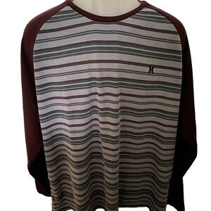 HURLEY Surf Maroon & Grey Pullover Long Sleeve Shirt Men XXL 2XL